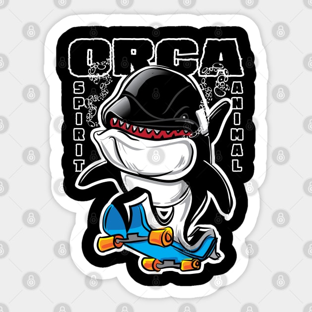 Orca Killer Whale on a Skateboard Sticker by eShirtLabs